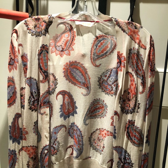 Gorgeous paisley cream , periwinkle and coral Spring cardigan by TORY BURCH. - Picture 5 of 5